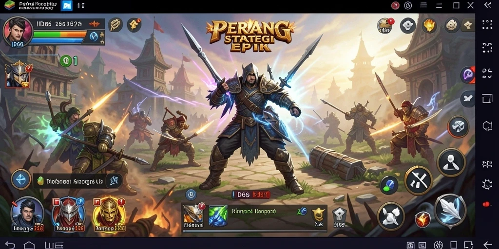 Tangkapan layar ID66 menampilkan aksi pertempuran strategi yang intens.