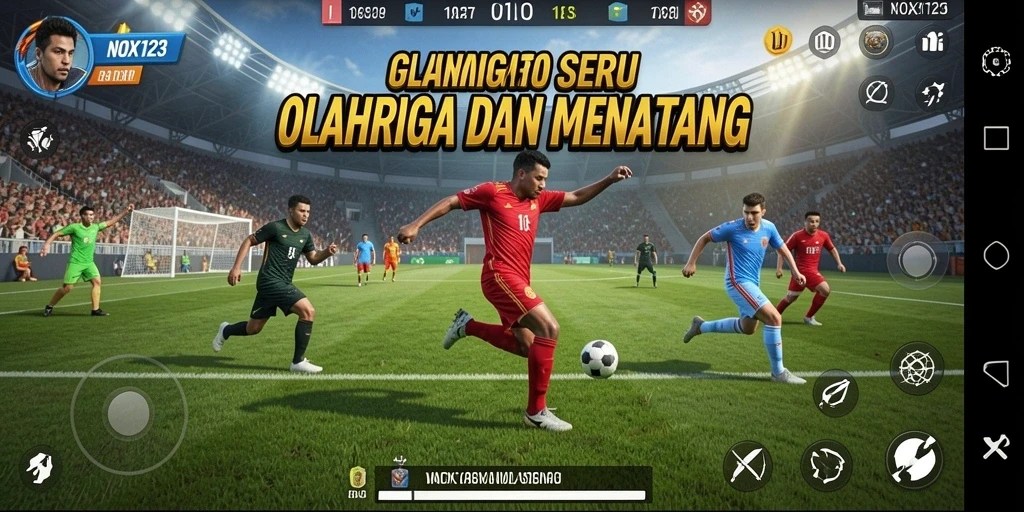 Screenshot gameplay NOX123 yang menampilkan aksi olahraga yang mendebarkan.