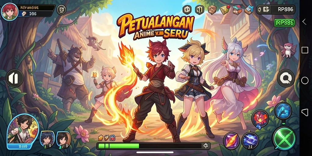 Screenshot menunjukkan karakter anime dalam aksi pertarungan.