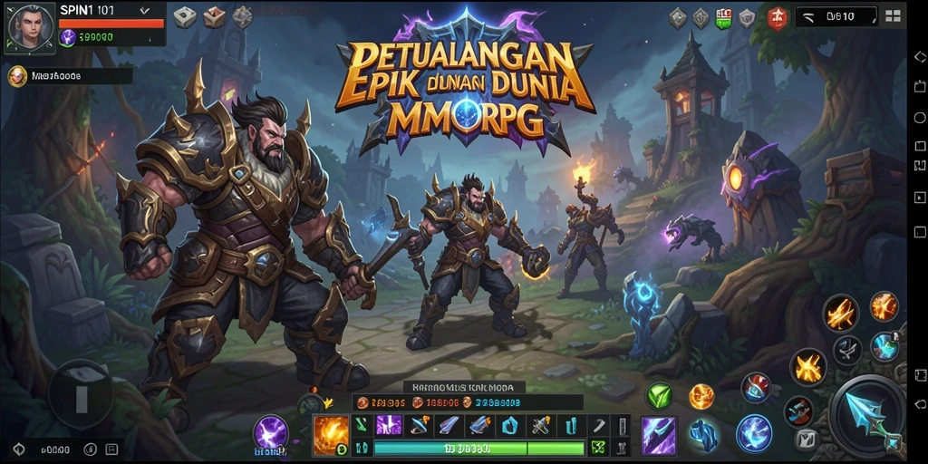Tampilan gameplay SPIN101 yang epik dalam dunia petualangan MMORPG.